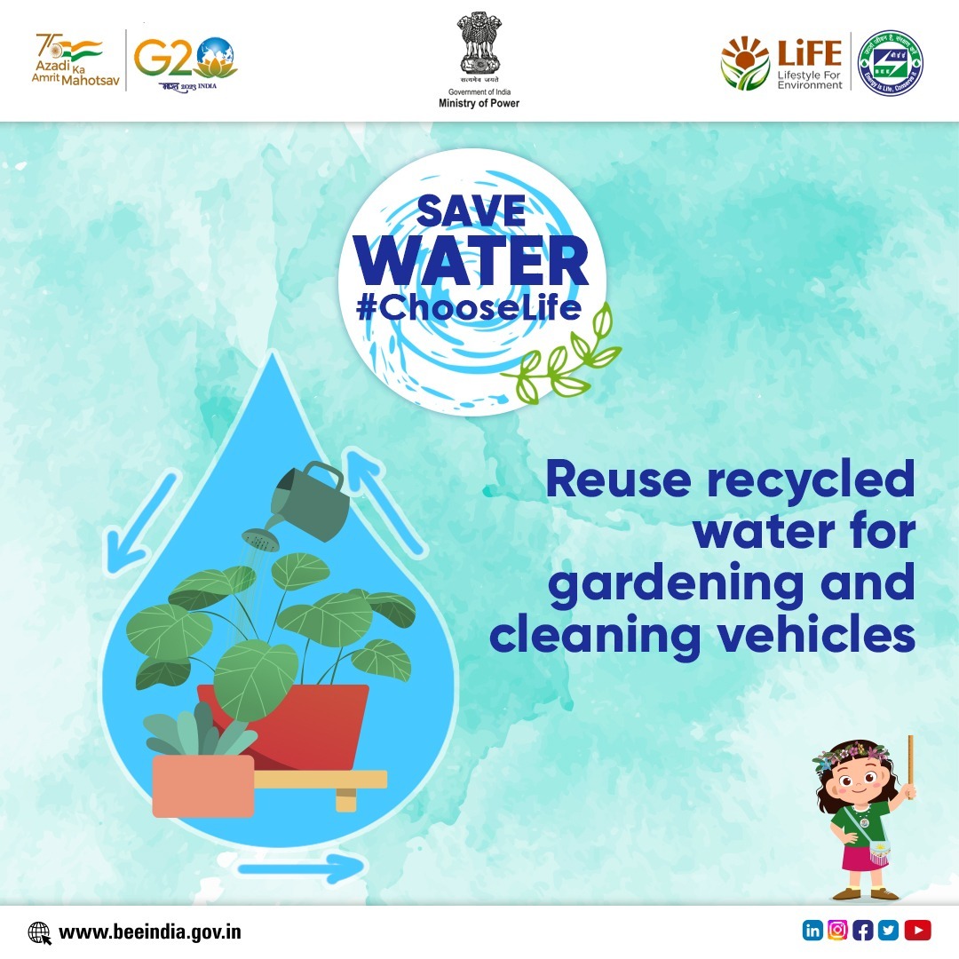 Water is life! #ChooseLiFE and save it for your future generations. Reuse recycled water drained out of ACs and ROs for non-potable purposes. #BEE #energyefficiency #savewater #ecofriendly