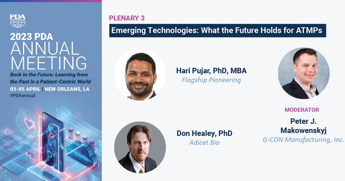 PDAonline's tweet photo. Find out what the future holds for ATMPs during our next #PDAannual plenary session! Speakers from @FlagshipPioneering and @AdicetBio will discuss how their companies are pushing boundaries and accelerating the development of new drugs. https://t.co/COwm1W2BGc