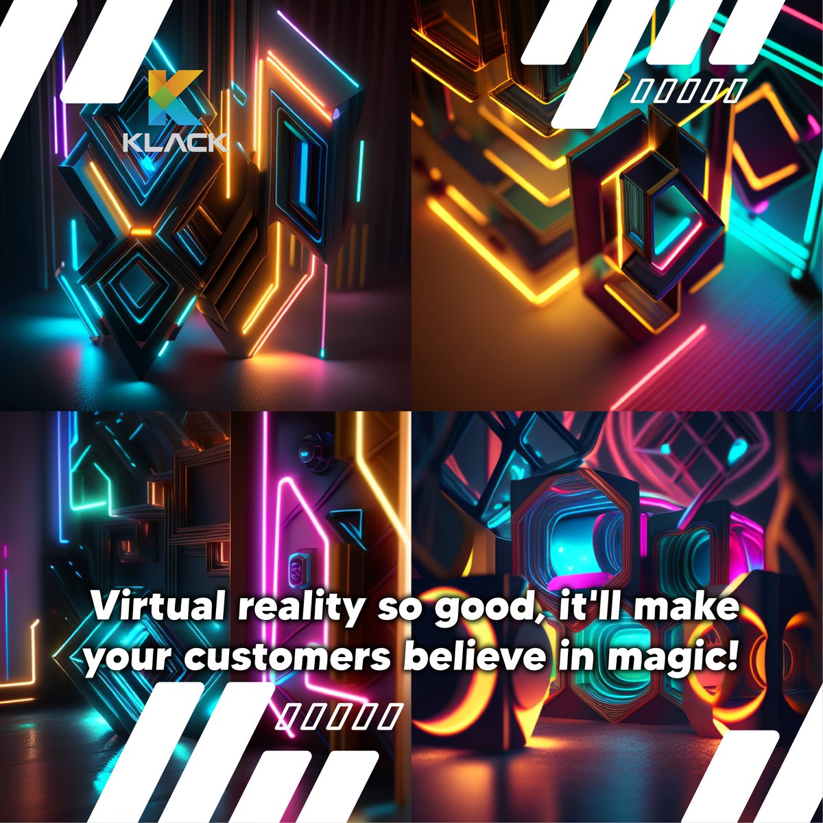 FireNeuron's tweet image. Virtual reality so good, it'll make your customers believe in magic! Our team of virtual reality experts are dedicated to creating immersive experiences that are both beautiful and effective. Visit Klackarts.com or DM for info.

#virtualreality #innovation #branding