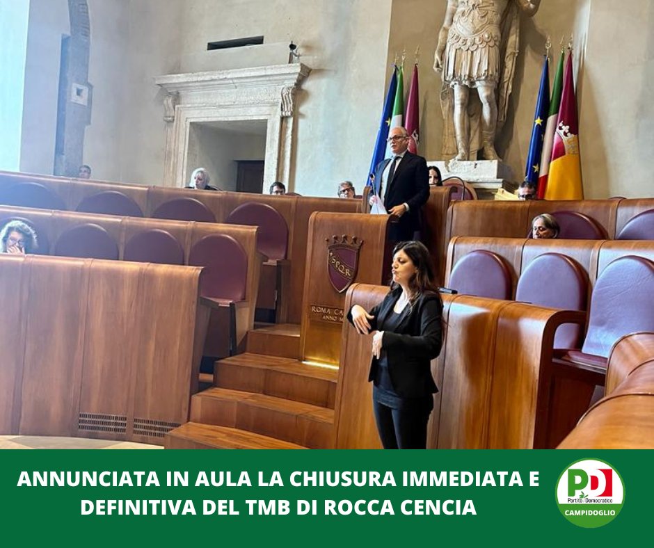 Il Sindaco Gualtieri ha annunciato in Aula la chiusura immediata e definitiva del TMB di #roccacencia. Una svolta storica, che arriva in anticipo rispetto al previsto. Poniamo fine a una situazione di disagio per i residenti, facciamo un passo avanti per la città e per l’ambiente