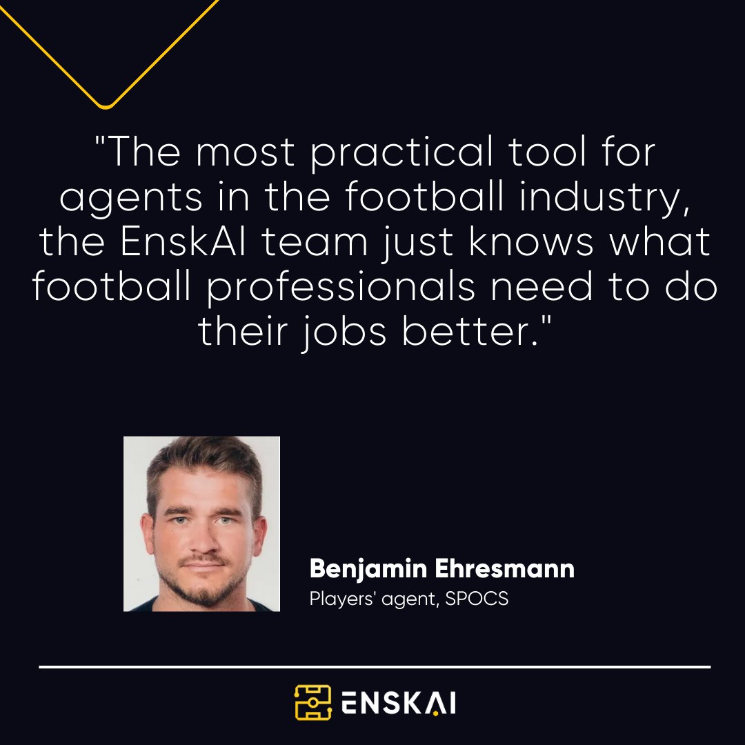 Former Head of Scouting at <a href="/RBLeipzig/">RB Leipzig</a> &amp; Director of Scouting at <a href="/NewYorkRedBulls/">New York Red Bulls</a>, Benjamin Ehresmann uses Ensk.AI to streamline his player management and scouting processes. Join @BEhresmann in Ensk.AI now!