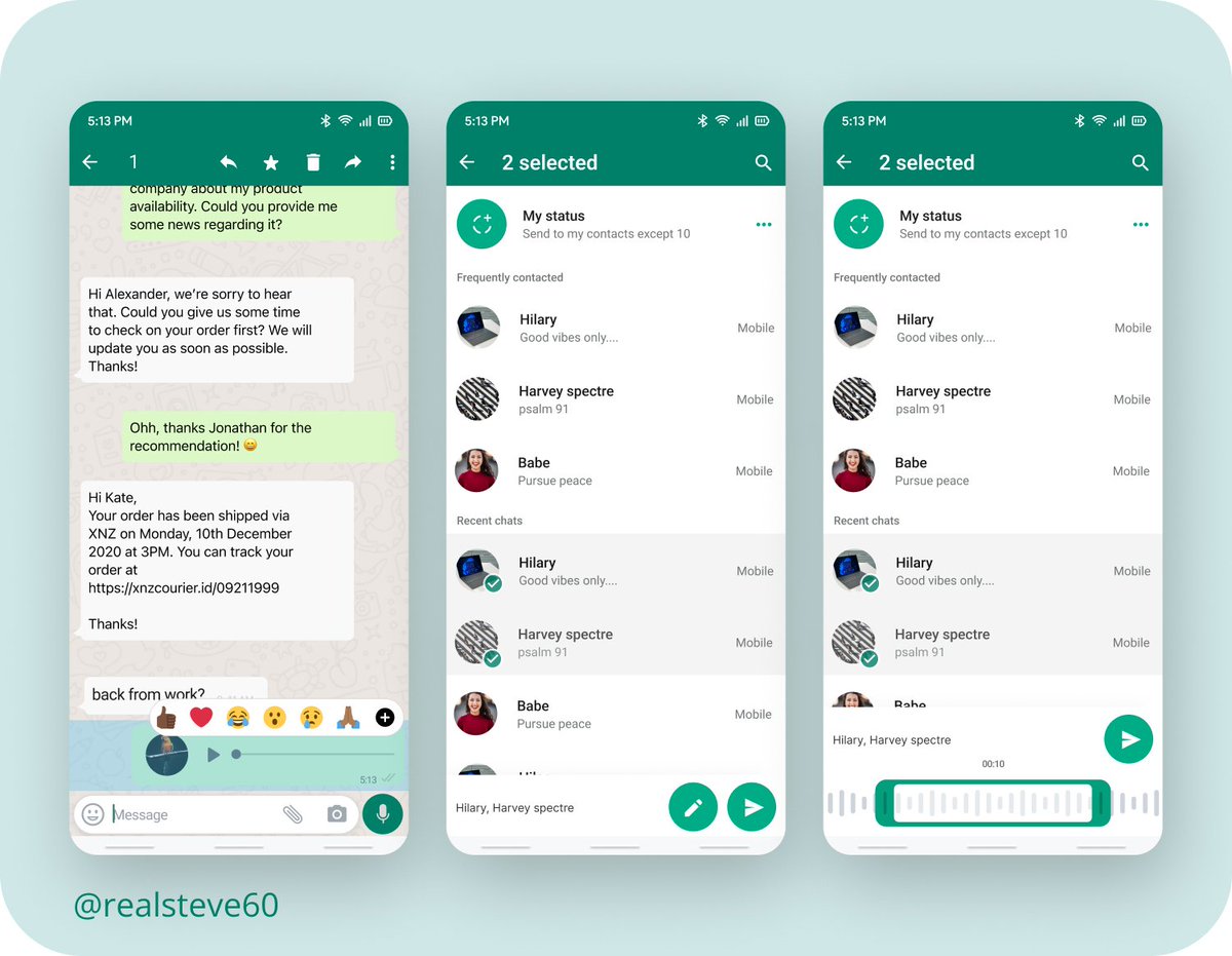 realsteve60's tweet photo. Hey everyone.sometimes we want to forward audio messages to friends and family but we do not want to send them as received or recorded on WhatsApp. So I designed an audio editing UI feature that would help.
@Daviowhite  @DaveyHert 
#uidesign #uiux https://t.co/jhqfXZ2RCZ