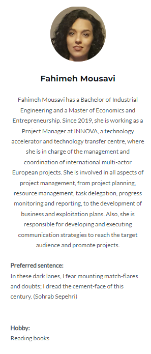 Aware_europe's tweet photo. Hello AWARErs,

this week we feature a new "People of AWARE" early stage professionals: Fahimeh Mousavi, working at INNOVA.

#aquaponics, #aquaculture, #circularity, #EUresearch, #AWAREPONICS, @HorizonEU, @REA_research https://t.co/RjLtkvTrZG
