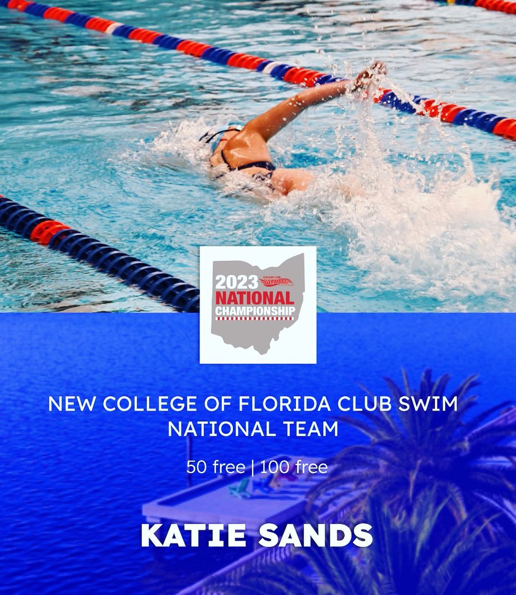 New College of Florida (@newcollegeoffl) on Twitter photo Congrats to Katie Sands, a <a href="/NewCollegeofFL/">New College of Florida</a> first-year student, who qualified for Nationals in the College Club Swimming league (CCS). Katie competed in the 50 yard freestyle and 100 yard freestyle. She is the first NCF athlete who has competed at Nationals. We're so proud of her! Congrats to Katie Sands, a <a href="/NewCollegeofFL/">New College of Florida</a> first-year student, who qualified for Nationals in the College Club Swimming league (CCS). Katie competed in the 50 yard freestyle and 100 yard freestyle. She is the first NCF athlete who has competed at Nationals. We're so proud of her!