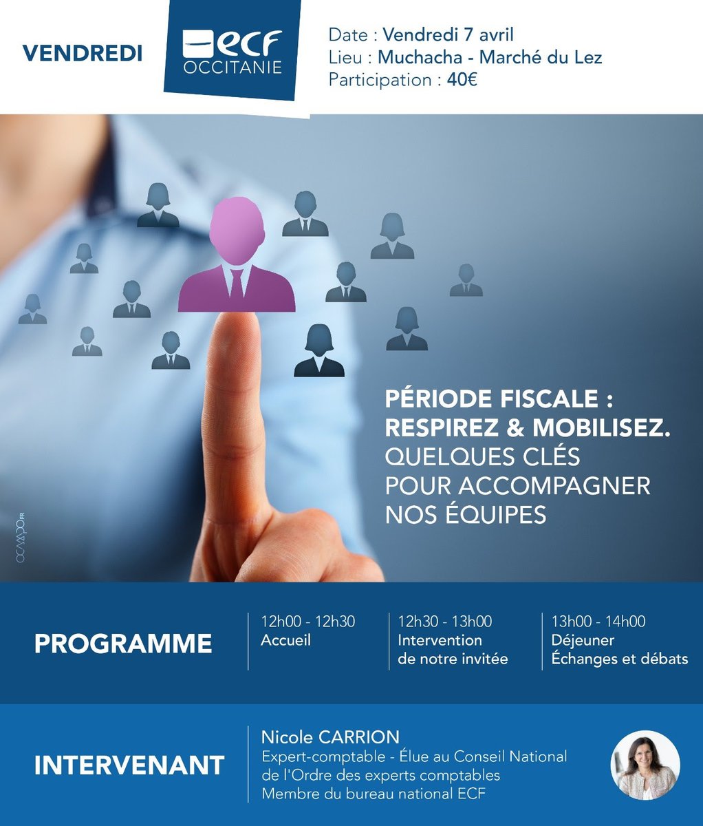 🔴 #𝗩𝗲𝗻𝗱𝗿𝗲𝗱𝗶𝗘𝗖𝗙 I ECF Occitanie Languedoc-Roussillon vous convie à sa prochaine édition  des #𝗩𝗲𝗻𝗱𝗿𝗲𝗱𝗶𝗘𝗖𝗙 où l'on va parler Management avec Nicole Carrion🗓 vendredi 7 Avril à 12h.
🔺Infos et inscription indispensable ici 👉 bit.ly/40Yn311