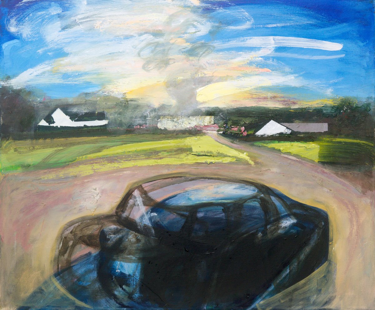 Blue Sky, Black Car (reworked) oil on canvas 2022/23 stephen-nolan.com #art #painting #kunst