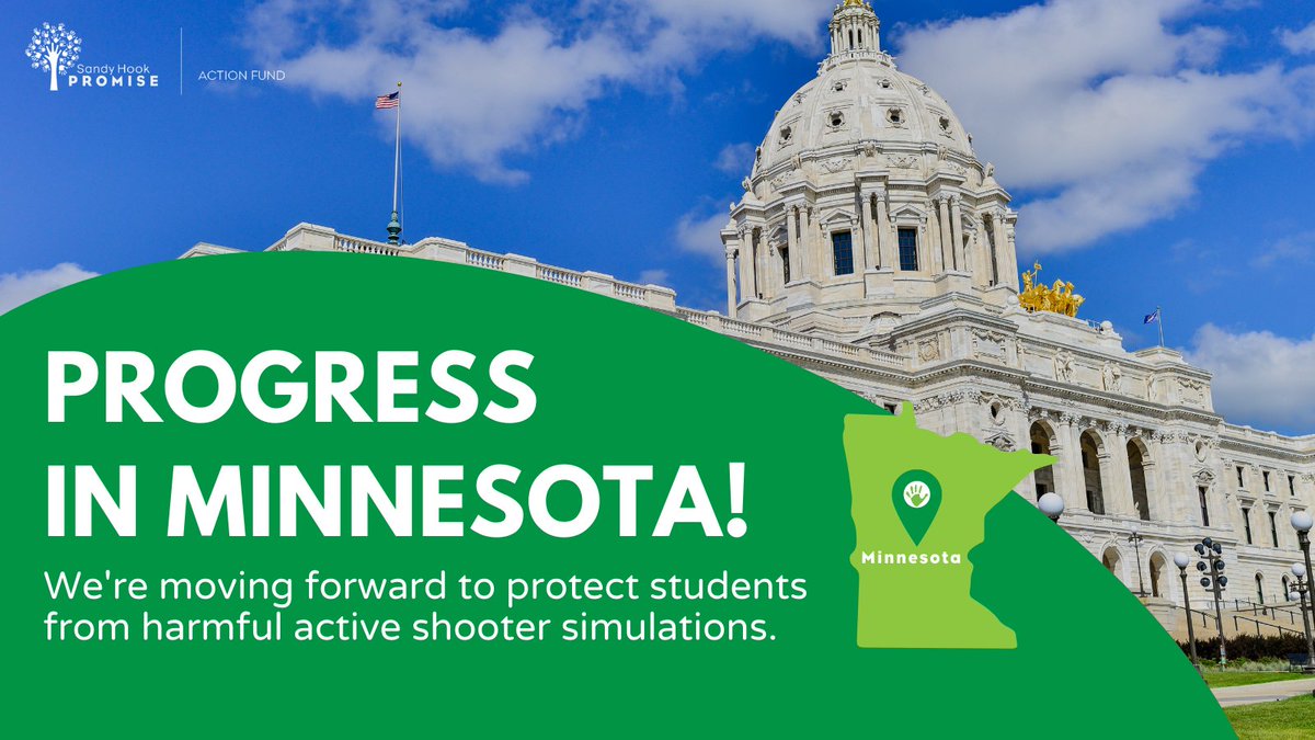 The bipartisan Students Safe at School Act (SF2010) continues to advance! Committee hearings: done. Big thank you to our #Minnesota supporters for helping us move this along. Together, we'll protect students from active shooter simulations. @ErinMayeQuade @jimabeler @LizBoldonMN