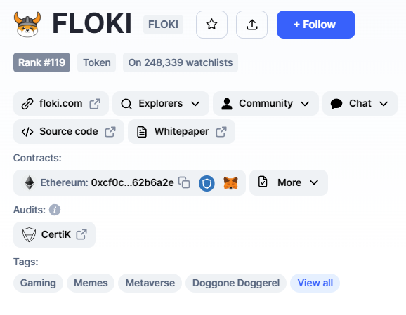 FrankLambeek's tweet photo. .@RealFlokiInu on 248,339 watchlists already! $FLOKI https://t.co/G5MV9sYSWC