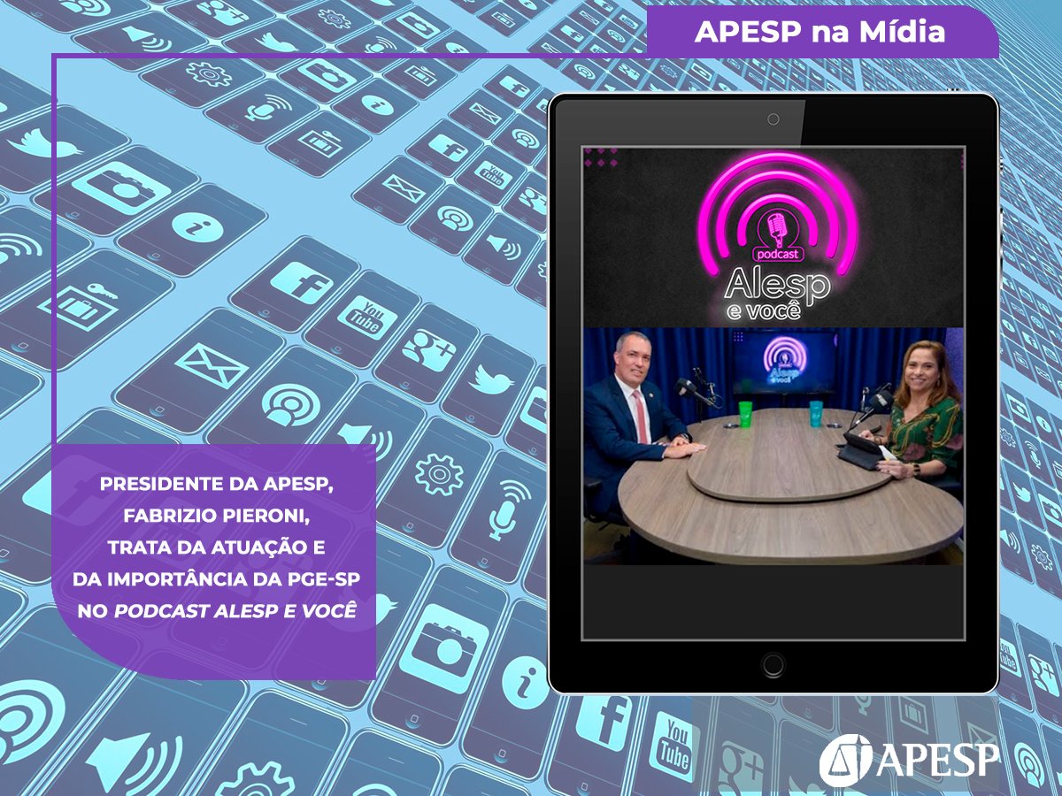 🎙 O Presidente da APESP, Fabrizio Pieroni, concedeu entrevista ao podcast ALESP e Você. Confira a íntegra no link youtu.be/p9aERdIOrYs

<a href="/AssembleiaSP/">Alesp</a> @fabriziopieroni 

#advocaciapublica #pges #pgesp