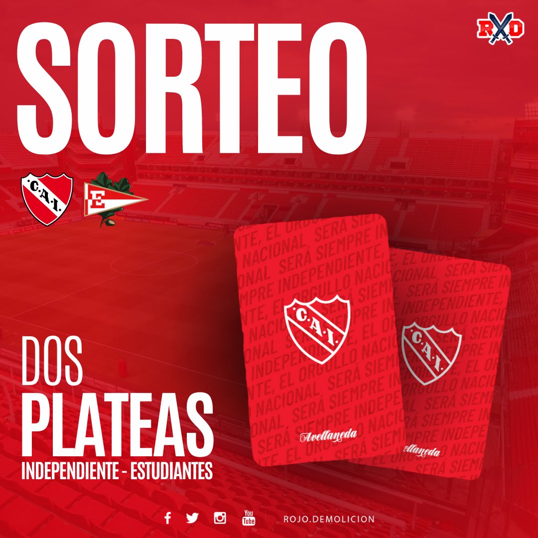 RxDemolicion's tweet image. 🚨 SORTEO 🚨

Ganate 2 plateas para ir a ver #Independiente - Estudiantes al LDA, Ricardo E. Bochini 🔥🇦🇹

• Seguirnos - @RxDemolicion ✅
• Darle Like y RT.

LISTO ✔️

Se sortea el día Viernes 7 de Abril, mucha suerte para todos 🍀

#TodoRojo #CAI #ReyDeCopas #OrgulloNacional
