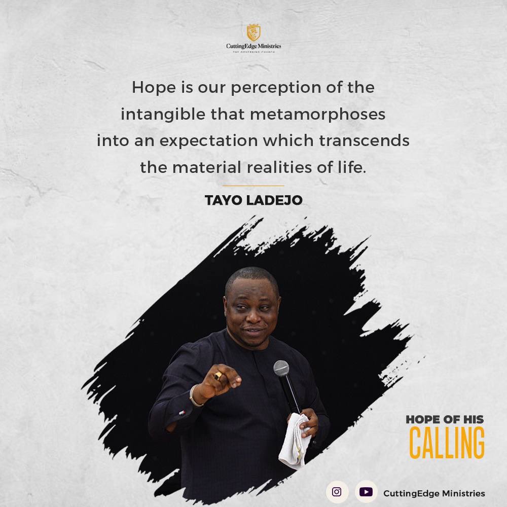 CuttingEdge_NG's tweet photo. Hope is our visualisation of the will of God. This visualisation is triggered by the workings of the Holy Spirit in us.
Watch the sermon here - https://t.co/I4hViLMdBI
#ChurchOnAir
#UnveilingExcerpts
#TheGoverningChurch https://t.co/xYVQixBLRt