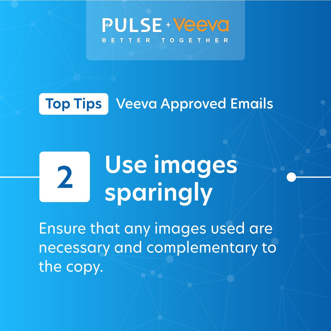 Usepulsedigital's tweet photo. Get the most out of your Veeva Approved Email by following these five Design Tips for success. 

https://t.co/yvFF38NCyM 

#Pulse #Veeva #VeevaSystems #VeevaApprovedEmail #VAE #ApprovedEmail #VeevaTips https://t.co/IbM0qC4UNH