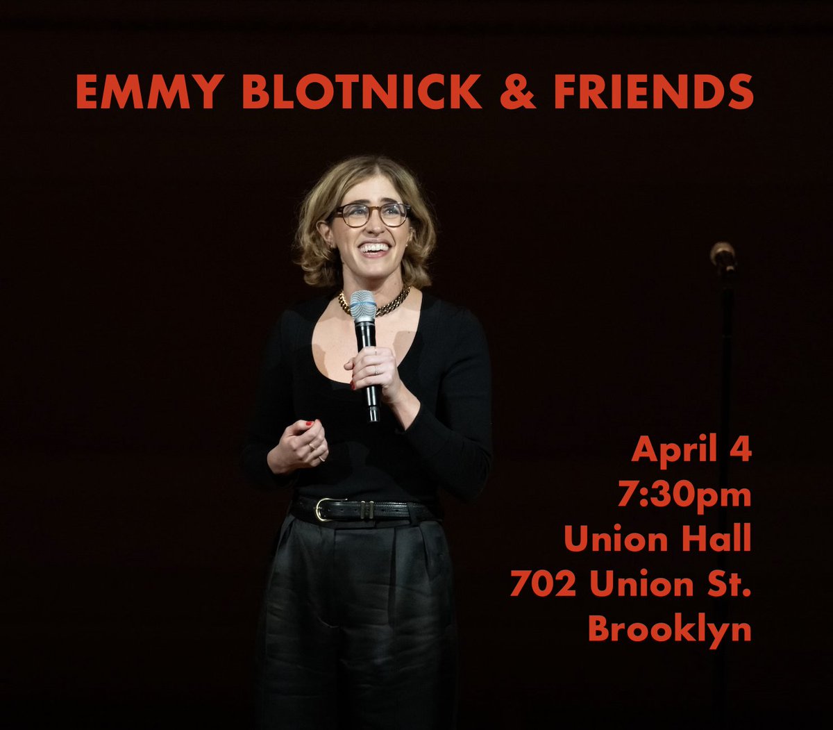 TONIGHT: Emmy Blotnick & Friends✨ @emmyblotnick is workshopping an hour of comedy, and you know who else will be there? FRIENDS! Featuring: ∙ @TonyAtamanuik ∙ @AlisonLeiby ∙ @samttaggart + more! 7PM Doors ∙ 7:30PM Show Tickets & Details: bit.ly/3m2RfJI
