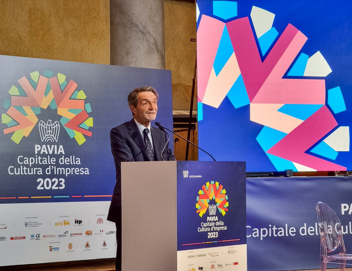 Auguri a #Pavia che da oggi è la Capitale della Cultura d'Impresa 2023. La collaborazione tra pubblico e privato è invincibile quando funziona come in Lombardia. Il futuro va affrontato con entusiasmo e ottimismo: le possibilità di crescere ci sono!