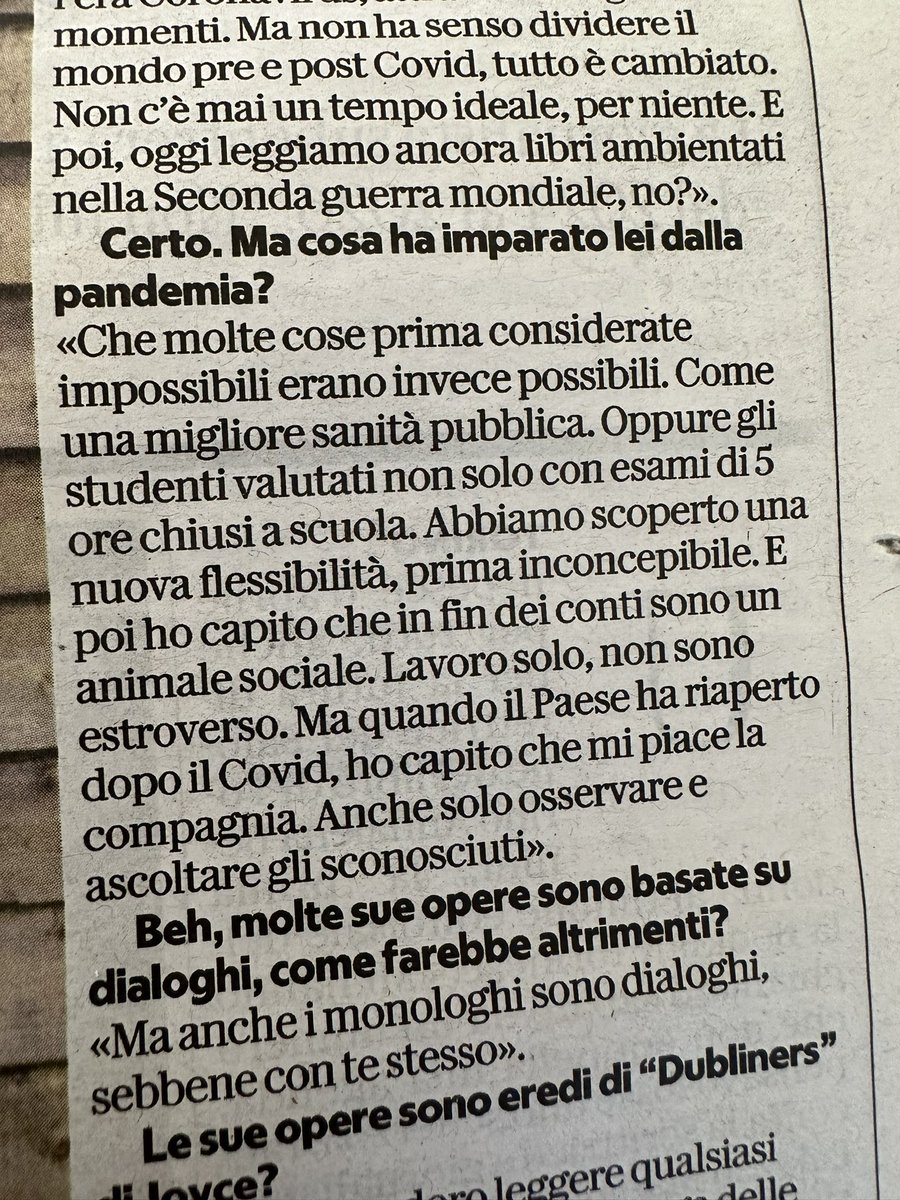 Possiamo chiudere la pandemia con le parole di Roddy Doyle: viva la compagnia!