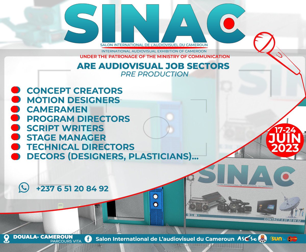 SamiraYnna's tweet photo. BEFORE THE PRODUCTIONS, THEY ARE BRAINS BEHIND THE SOUL AND SHAPES OF YOUR DIFFERENT SHOWS ON TELEVISION, RADIO AND WEB

YOU ARE AWAITED AT SINAC

#SINACCAMEROOUN2023 https://t.co/F6KEBD8Avo