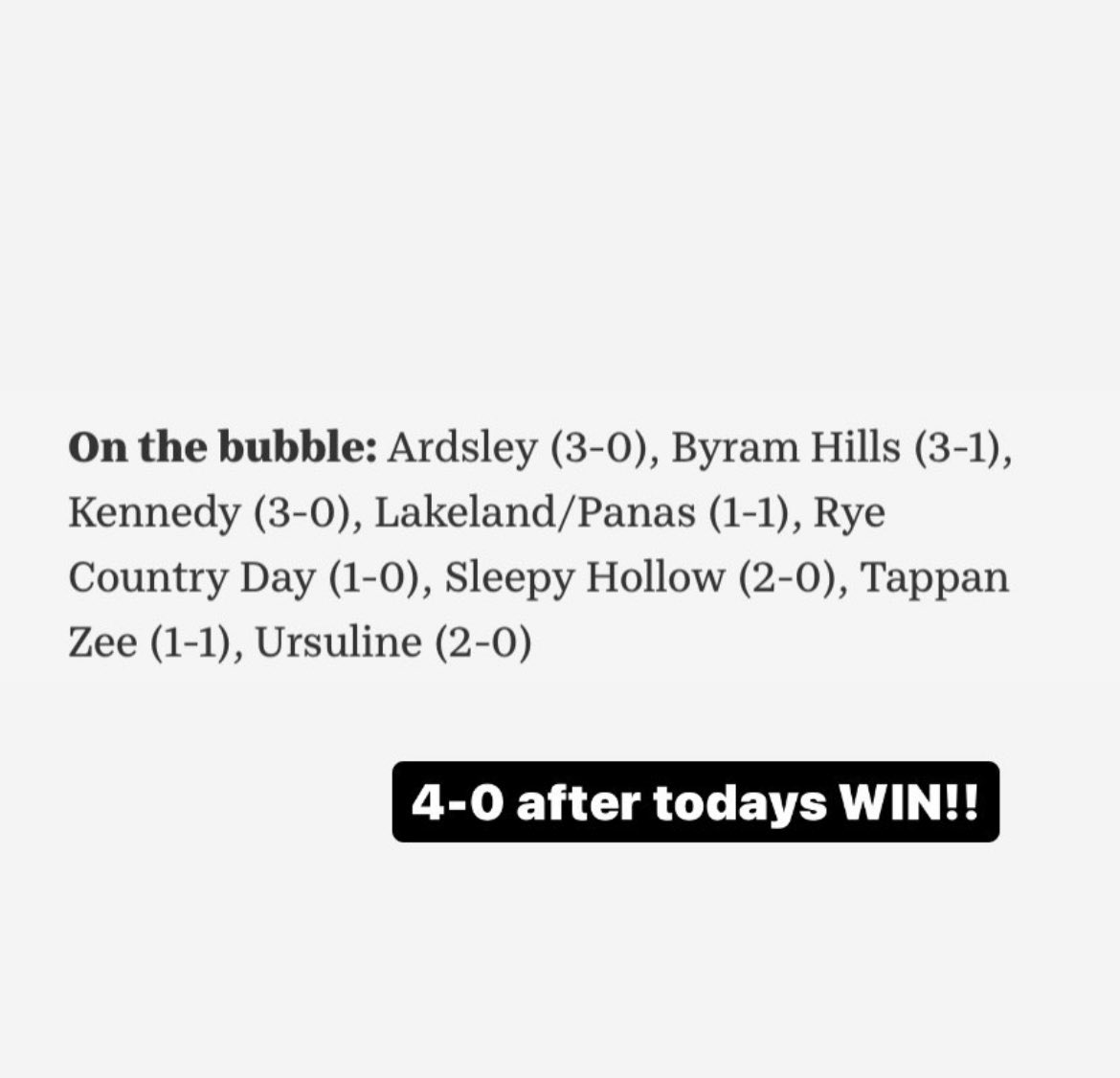 JMSiebels's tweet photo. @KennedyGaels The girl’s lax team is 4-0. A big game tonight with Holy Trinity. #lohud https://t.co/IbXWiUkZAH