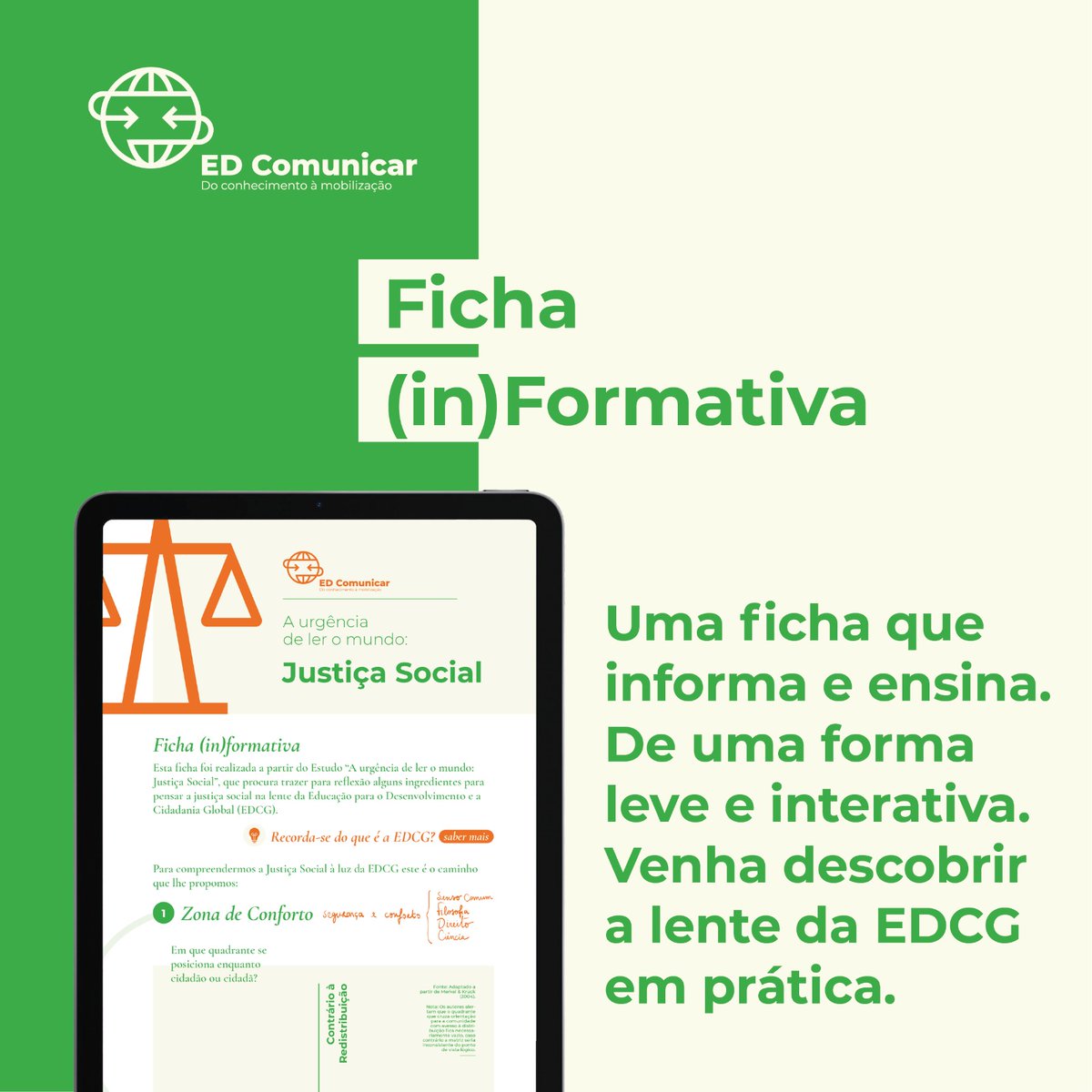imvf's tweet photo. Quer saber uma forma simples e leve de se pôr a par dos Estudos “A urgência de ler o mundo”?
Conheça a mais recente ficha (in)formativa sobre Justiça Social, com os passatempos que mais gostamos! Faça o download aqui: https://t.co/h8Qc4YpzFR
#EDComunicar #JustiçaSocial https://t.co/ZWpQjYfjTa