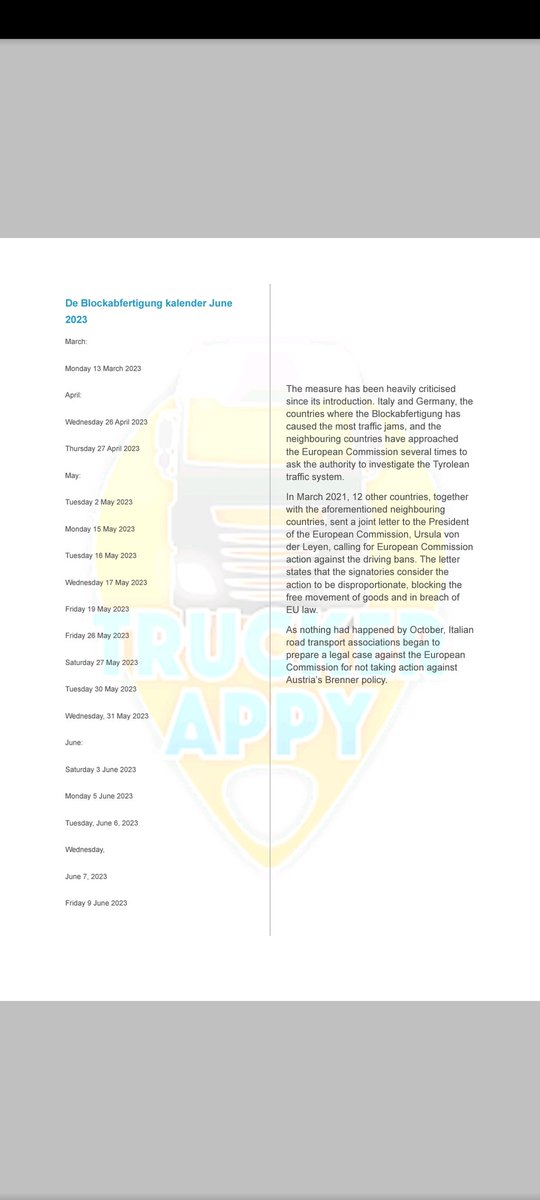 De nieuwe rijverboden staan weer voor jullie klaar.
Rijverboden week 14/2023
meer informatie op onderstaande foto's
Bijzonderheid Frankrijk heeft vrijdag geen rijverbod‼️

#transport #chauffeurs #transportbedrijven #Transportnieuws #rijverboden 
@VerenigingTran1