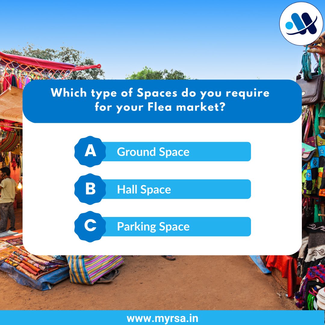 MyrsaTech's tweet photo. Hey, Flea Market Organizers!

Write the answer in the comments.

To know more visit our website 👉 https://t.co/KcwExXolEB

Or call us at +91 9152049912 to find spaces for a short duration.

#fleamarket #rentalground #spaceforevent #rentout #rentalspace #rentspace https://t.co/PtbyXrxs7G