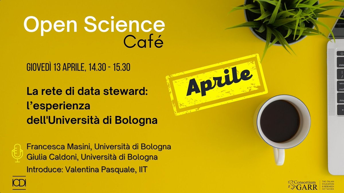 IcdiData's tweet image. @Unibo lancia il progetto &quot;Data Steward@Unibo&quot; per la gestione dei #FAIRdata e sviluppare l&apos;#OpenScience. Scopri di più nell&apos;#OpenSciencecafé del 13 aprile alle 14:30 con @pasquina82, @FraMasini_  e @CaldoniGiulia. Iscriviti ora 👉bit.ly/40DMrtn