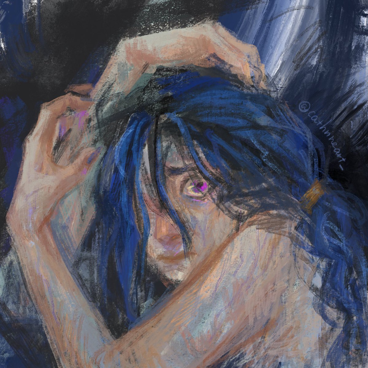 Cathrineart_'s tweet photo. Jinx 💙💜💙
#arcane #jinx #ledge #illusrtationart #art #DigitalArtist #digitalarts #painting #doodle #jinxpowder https://t.co/c3BAdNljb9