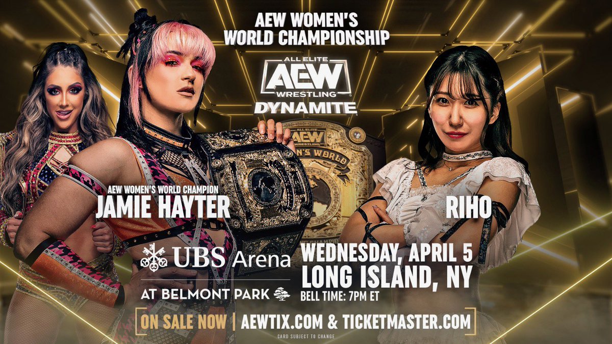 5（木）は #AEWDynamite 初代 AEW女子世界王者の里歩が、ジェイミー・ヘイターに挑戦します。 -＃AEW 女子世界選手権  ジェイミー・ヘイター vs 里歩 FITEでご覧いただけます。 https://t.co/AJ2Kn88gGQ 月6.99ドル ／7日間の無料お試し期間あり