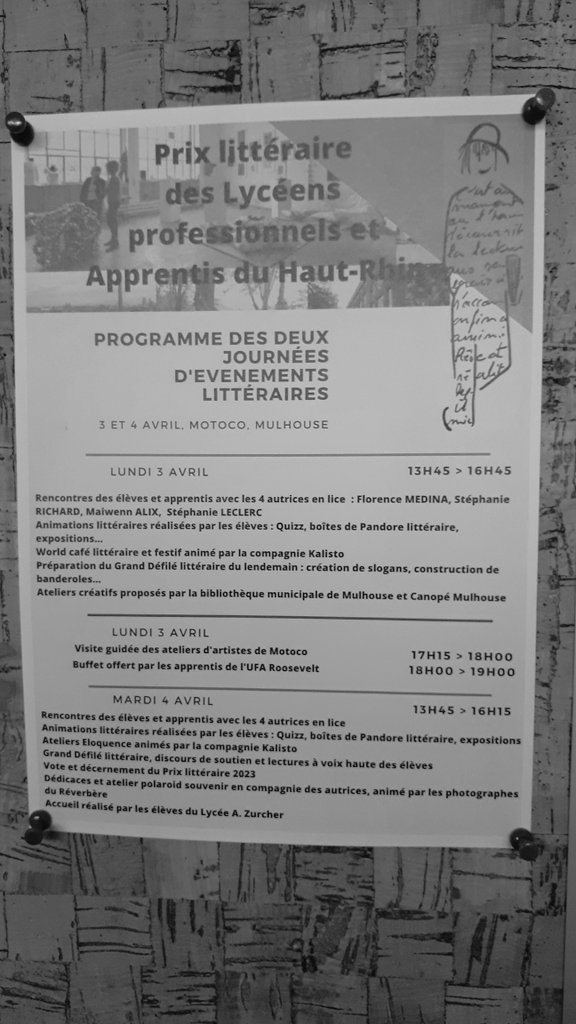 Lp68Prix's tweet photo. Dès 13h45 aujourd'hui, le Prix Littéraire des lycéens professionnels et apprentis du Haut-Rhin reprend vie à MOTOCO ! A 16H15, le suspense aura pris fin...et la lauréate 2023 est...? https://t.co/PuRYoYgE6u