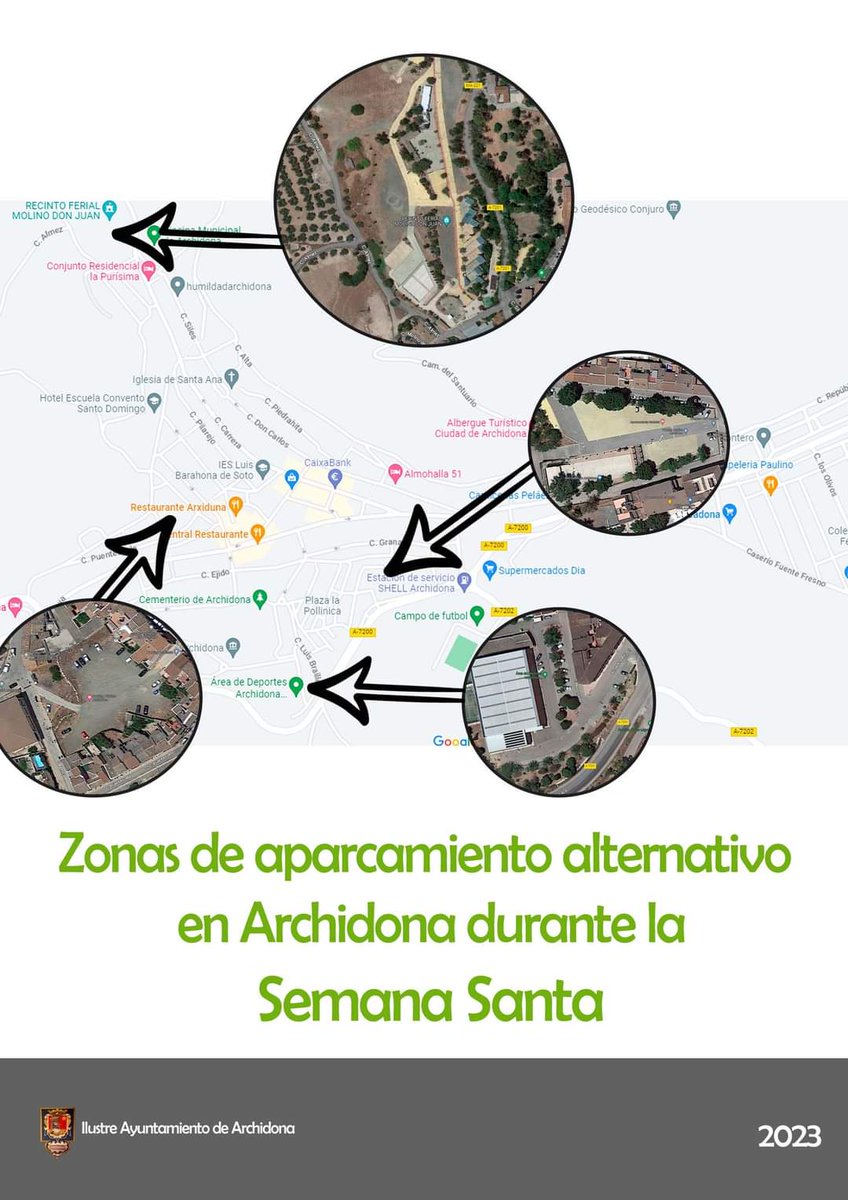 Zonas de aparcamiento alternativo durante la Semana Santa de Archidona.