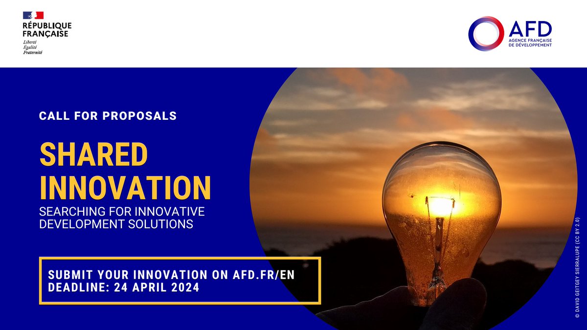 AFD_en's tweet photo. 📣 Call for proposals 📣
We are launching our first #SharedInnovation call to identify innovative solutions for #sustainabledevelopment🌱
👉 To find out more about this initiative: https://t.co/qiTupTSuFj
🗓️ Apply before 24 April 2023! https://t.co/ycOQ4F1EEE