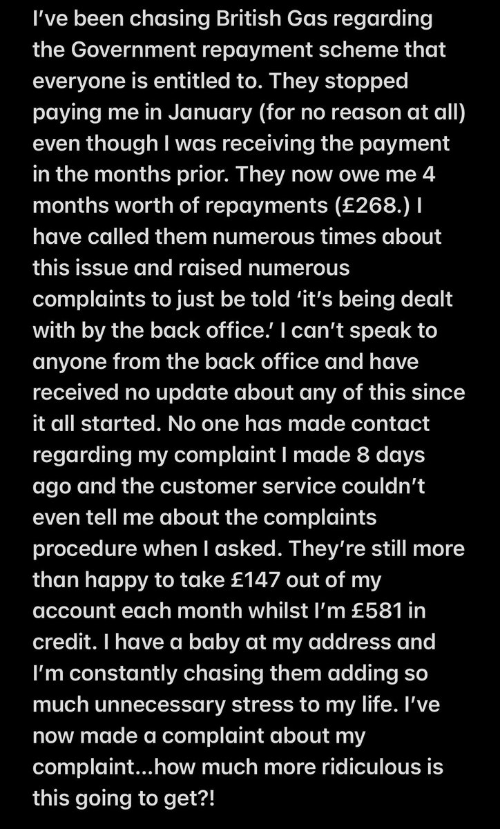 SophiieJune's tweet photo. @BritishGas The issues with this company are too long to fit in to a tweet! Still no answer and still no further forward! Anyone else had these problems? Where on earth do I go from here? https://t.co/ygm78B8Mvr