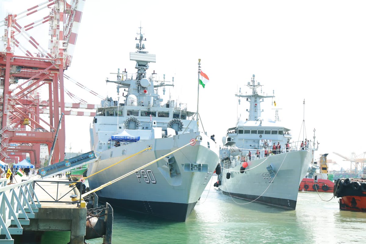 #IndianNavy is being represented by INS Kiltan, an indigenous Kamorta class ASW corvette and INS Savitri, an Offshore Patrol Vessel while #SriLankaNavy is being represented by SLNS Gajabahu and SLNS Sagara (2/2)