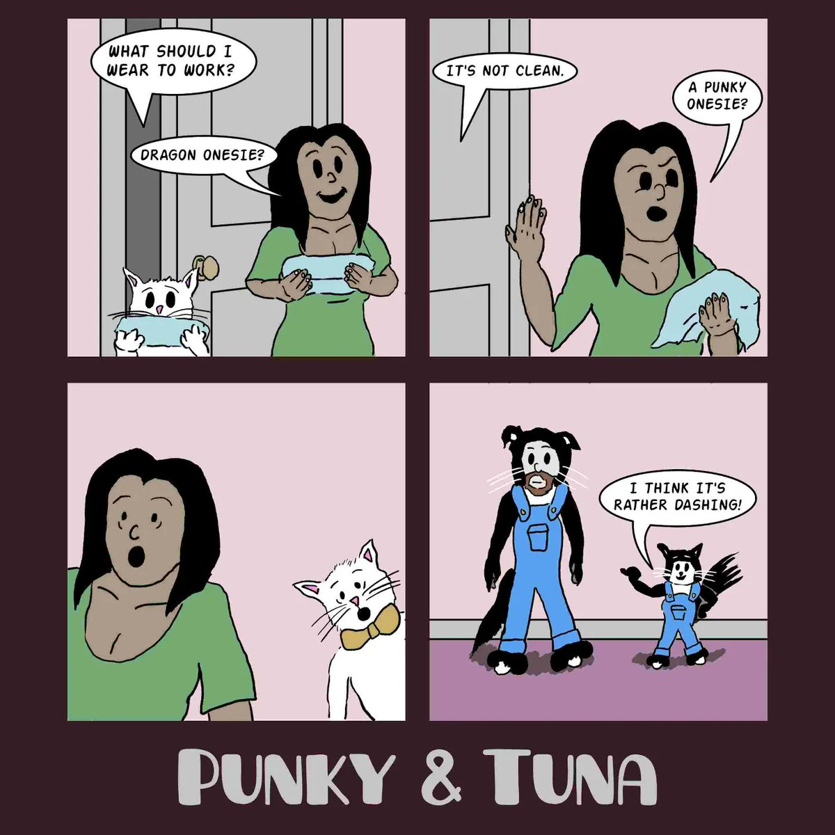 PunkyTunaComic's tweet photo. Yes. Craig really does have a dragon onesie.
•
•
•
•
•
#punky #Tuna #punkytunacomic #webomic #laundry #funny #dragononesie #cat #kittycomic #work #comics #makecomics #surfacepro #createdonsurface #madeinaffinity #affinitydesigner https://t.co/NzTXGeT2hl