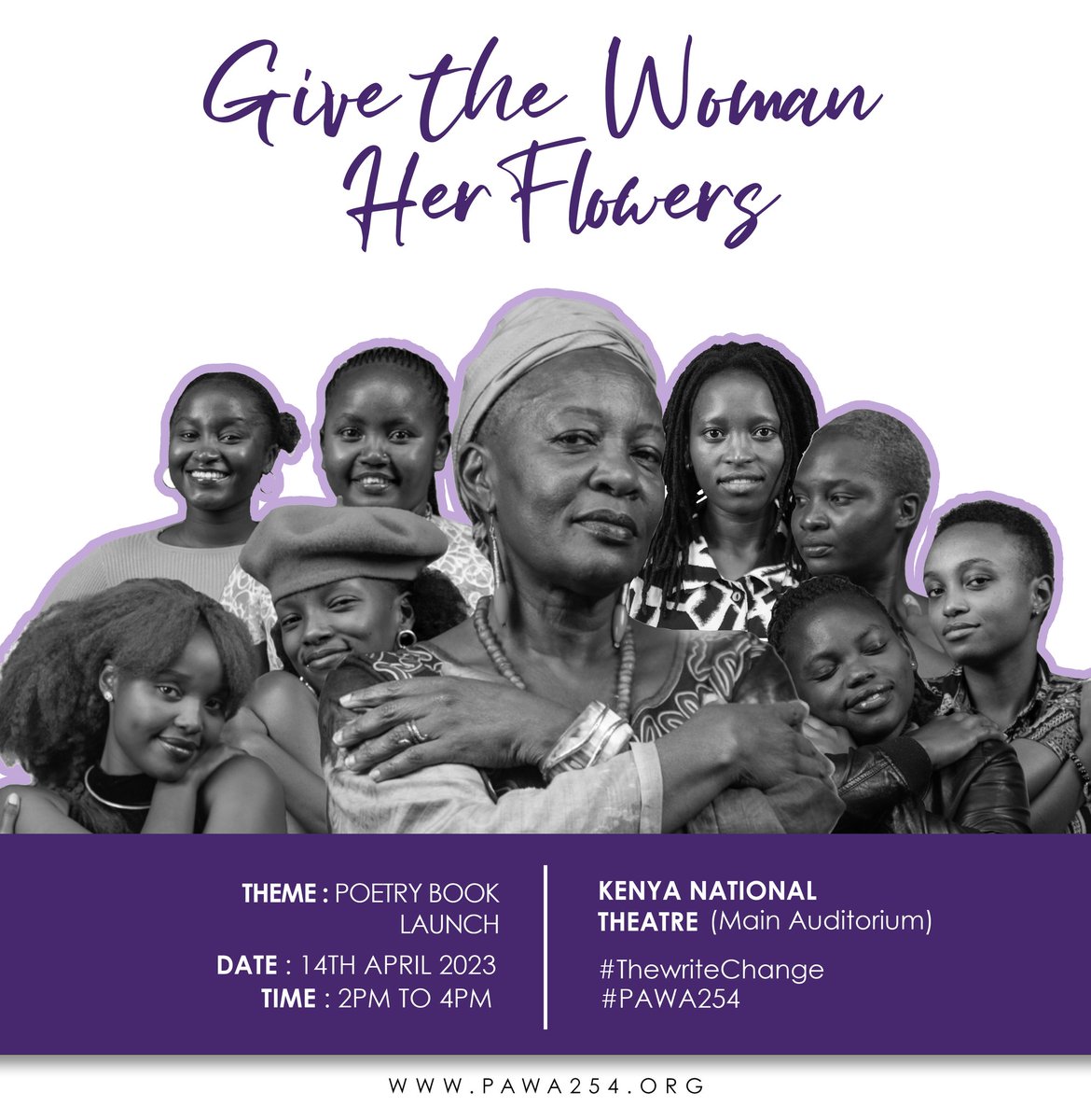 Pawa254's tweet image. We are happy to invite you to a poetry book launch; 𝐆𝐢𝐯𝐞 𝐓𝐡𝐞 𝐖𝐨𝐦𝐚𝐧 𝐇𝐞𝐫 𝐅𝐥𝐨𝐰𝐞𝐫𝐬, happening on 14th April, 2023 at Kenya National Theatre (Auditorium) as we celebrate women in poetry!💥🎉

#PAWA254 #PAWAfulwomen #Kenyans