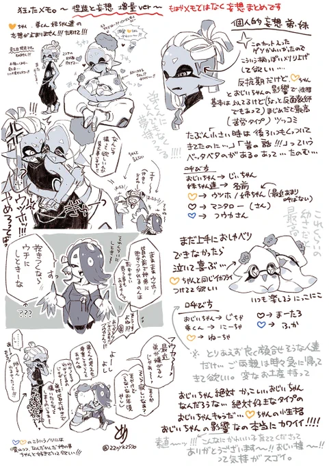 🦑アートブック狂感想②※家族の見た目とかを捏造妄想してます。若干フウウツ💙💛
🦑Art Book Impression Illustration
I fantasize about the look of the characters, etc.
Text in illustrations in Japanese only 