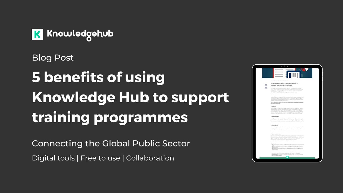 Want to increase #engagement and access to expertise in your #trainingprogramme? Check out the benefits of using a Knowledge Hub group to support your #training programmes in our latest blog post! khub.net/5-benefits-of-…
#knowledgesharing #publicsector #localgov #community