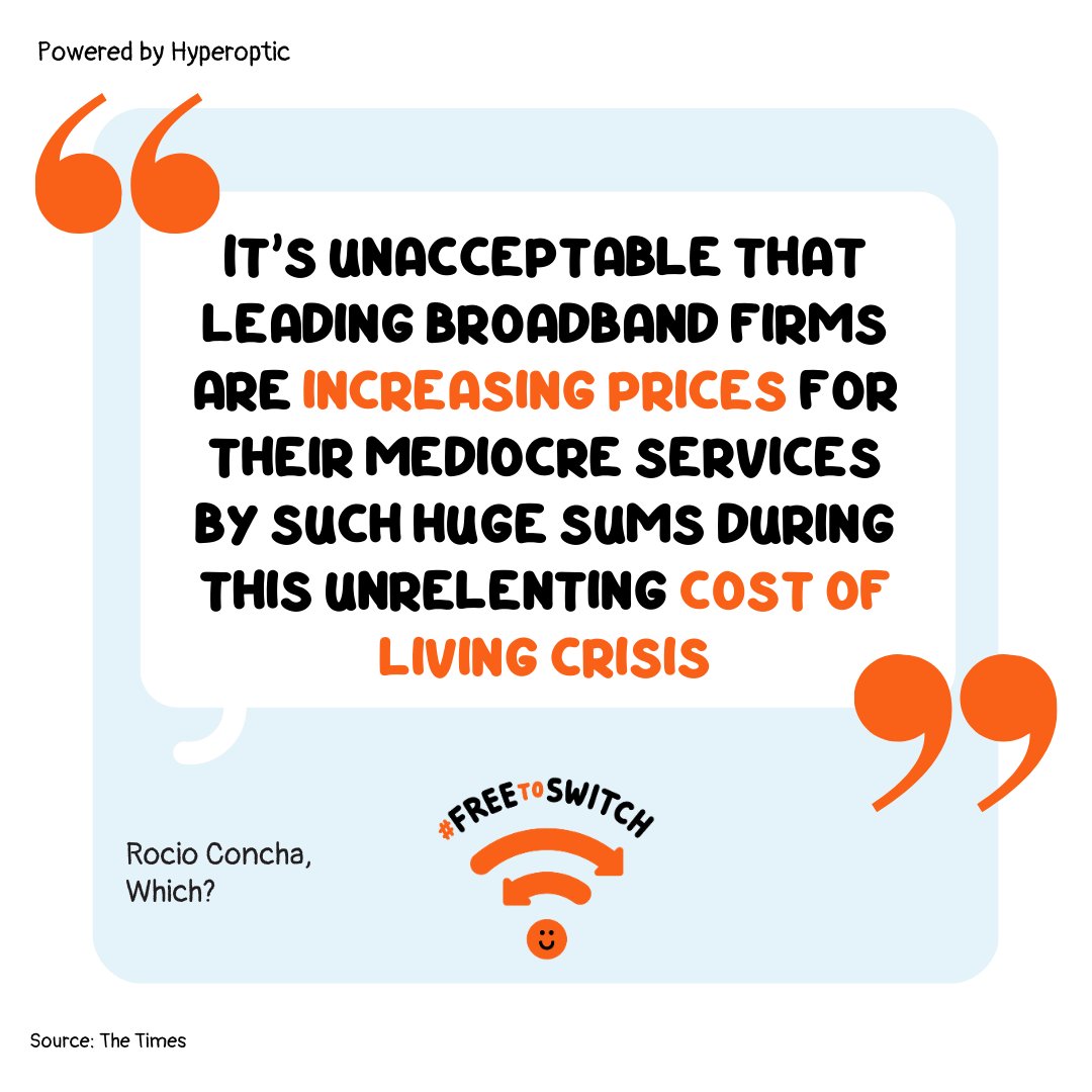 Forcing customers to pay above the rate of inflation during a national #CostOfLivingCrisis is wrong. We need to make a change.

Tell your MP to change the rules here: bit.ly/Broadband-Tell…