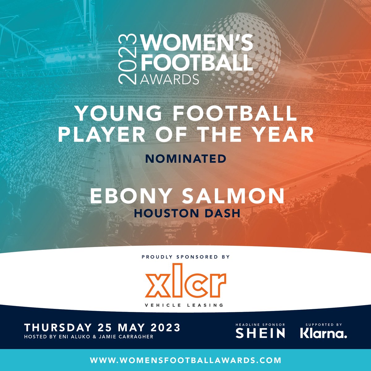 Women’s Football Awards (@_wfas) on Twitter photo 🌟Congratulations to <a href="/HoustonDash/">Houston Dash</a> starlet <a href="/ebony_salmon/">Ebony Salmon</a>🌟
She is nominated for #YoungPlayerOfTheYear🔥
#WFAs 🌟Congratulations to <a href="/HoustonDash/">Houston Dash</a> starlet <a href="/ebony_salmon/">Ebony Salmon</a>🌟
She is nominated for #YoungPlayerOfTheYear🔥
#WFAs