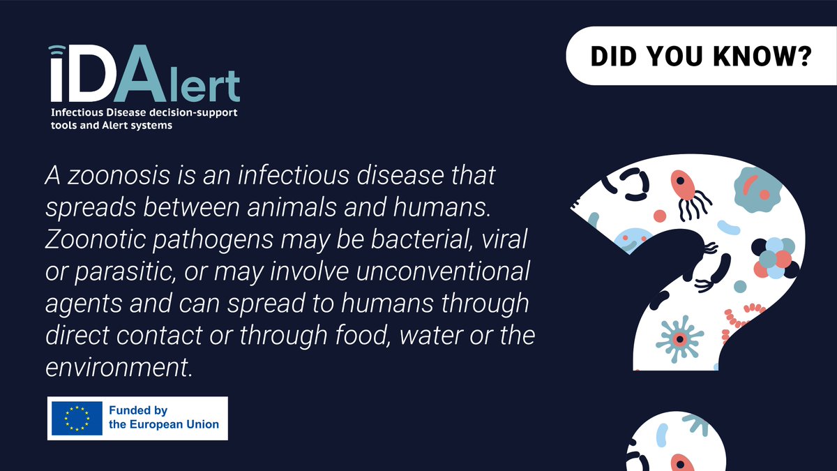 IDAlertproject's tweet photo. The #IDAlertProject aims to address the emergence & transmission of #zoonotic pathogens. The project's focus on zoonotic diseases is in line with the #OneHealth approach, recognising the interconnectedness of human, animal, & environmental health.
#WorldHealthDay #HealthForAll https://t.co/B1eU8GMDPW
