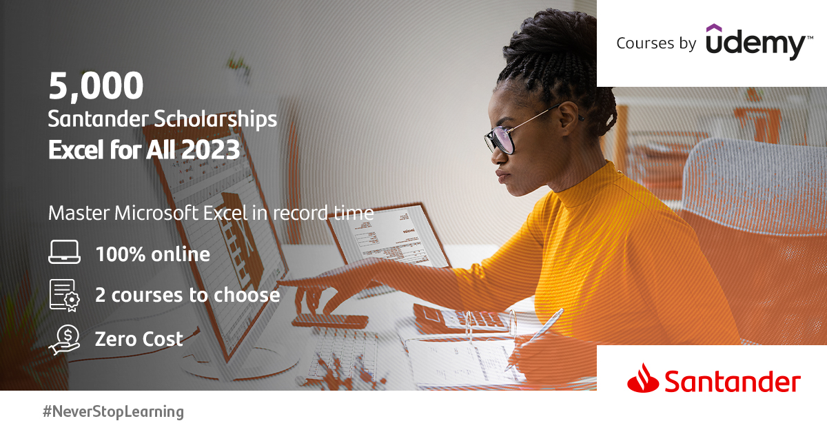 chestercareers's tweet image. Looking to improve your Excel skills?
Apply for Santander Scholarships Skills Excel for All, a FREE, flexible programme!
Applications close on the 16th of May!
Sign Up here: bit.ly/3RKOPdX
#NeverStopLearning #Excelforall