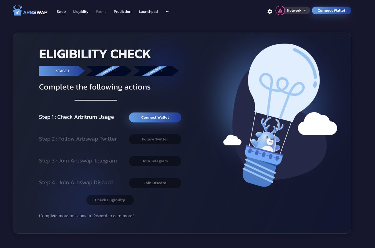 IT'S READY!!! #Arbswap dApp IS READY TO FREE CLAIM #ArbEgg 🥚

Claim your ArbEgg and go on Discord to claim your "S1" roles🔥🔥
arbswap.io/airdrop