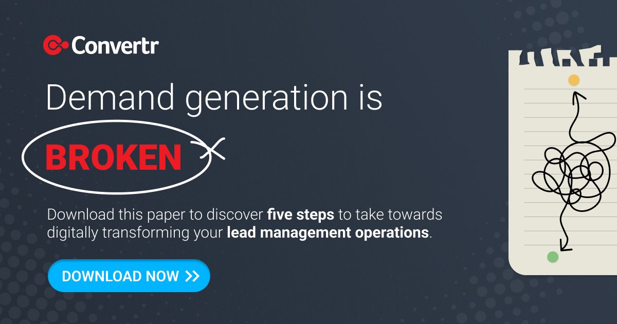 convertr_io's tweet photo. Messy. Complicated. Dysfunctional. These are just some of the words we hear time and time again from organisations describing their frustrations with the #leadgeneration process - so what's the solution? Find out in our latest report 👉: https://t.co/IbOMemn8T9 https://t.co/uuqeOVgbhR