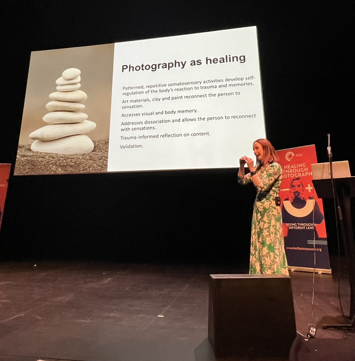 Great presentation by NI Mental Health Champion <a href="/profsiobhanon/">Siobhán O'Neill (she/her)</a> on photography as an embodied approach to trauma healing
#htpconference2023 <a href="/BelfastExposed/">Belfast Exposed</a>