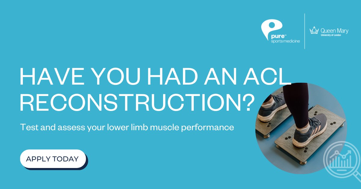 Pure Sports Medicine (@puresportsmed) on Twitter photo If you've had ACL surgery, are 9 months+ post-op, have no other lower limb injuries and are 18yrs+ we’d like to invite you to be a part of our study with <a href="/QMULBartsTheLon/">Barts and The London, Queen Mary</a>. Apply: booking@puresportsmed.com If you've had ACL surgery, are 9 months+ post-op, have no other lower limb injuries and are 18yrs+ we’d like to invite you to be a part of our study with <a href="/QMULBartsTheLon/">Barts and The London, Queen Mary</a>. Apply: booking@puresportsmed.com