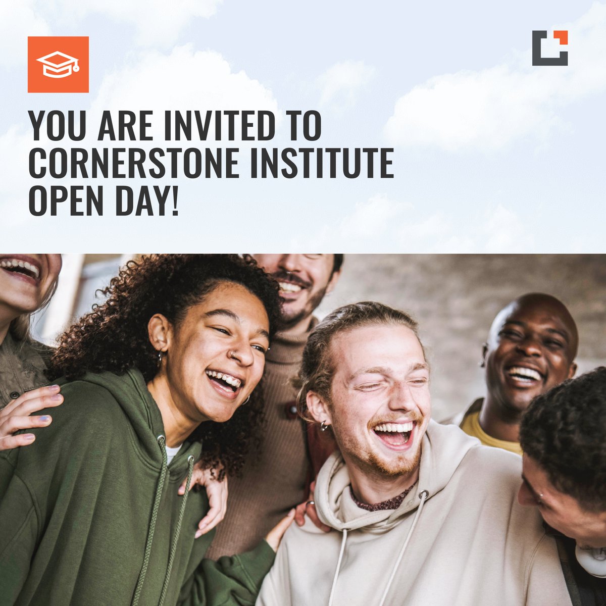 ZiziphoDyubeni's tweet photo. Attention Future Game Changers! Join Cornerstone Institute on May 5th 2023, for their Open Day! π
Enjoy faculty workshops, alumni speed mentoring, interactive games, and a campus tour!
RSVP here: https://t.co/WpiRK8YSnn SEE YOU THERE! #OpenDay #FutureGameChangers https://t.co/FRfeuW3fOy