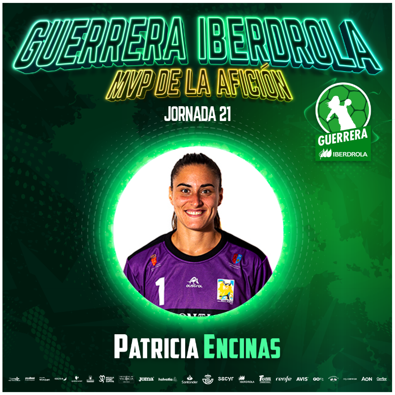 IberdrolaDHF's tweet photo. ⭐️ @patriEncinas (@Beti_guerreras), elegida #GuerreraIberdrola de la Jornada 21! 💚

👏 ¡ENHORABUENA!

#SheLovesHandball #LigaGuerrerasIberdrola