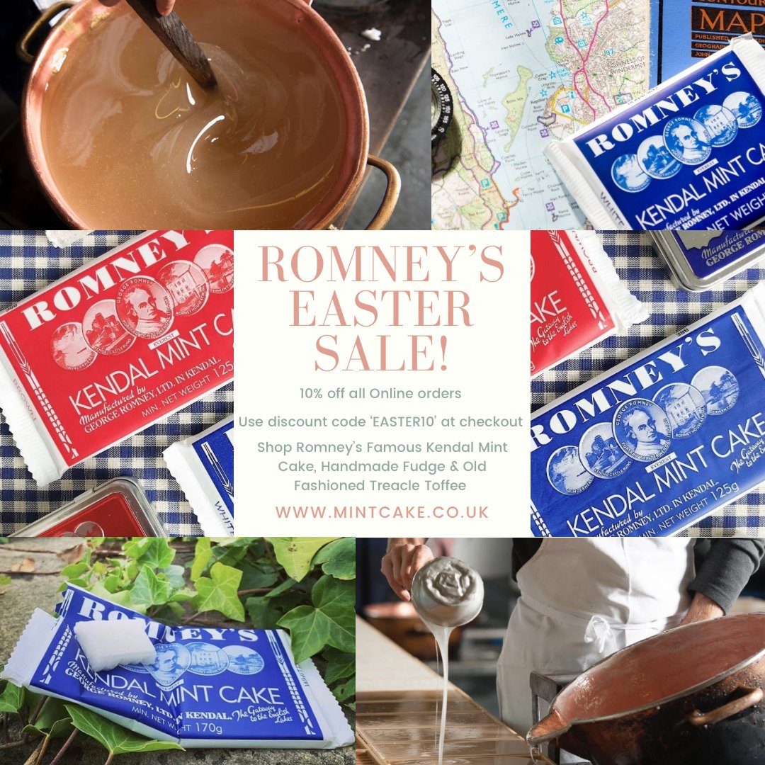 romneysmintcake's tweet photo. ROMNEY'S EASTER SALE!!

Get 10% off online orders using discount code 'EASTER10' at checkout.

Shop Romney's Easter confectionery range here - https://t.co/SbAH3tmq84...

#PoweredByRomneys #KendalMintCake #Romneys #MintCake #Everest #Confectionery #Easter #Discount #Sale https://t.co/hG4vke95L8
