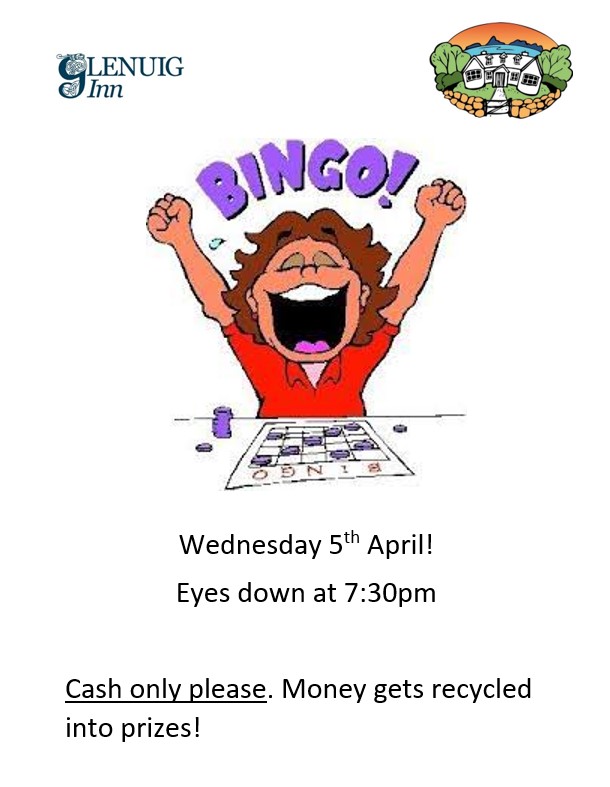 Don't forget that we've got Bingo tomorrow (Wednesday) with eyes down at 7:30pm. Come early, grab a table and drink (and food if you wish). Cash only please!