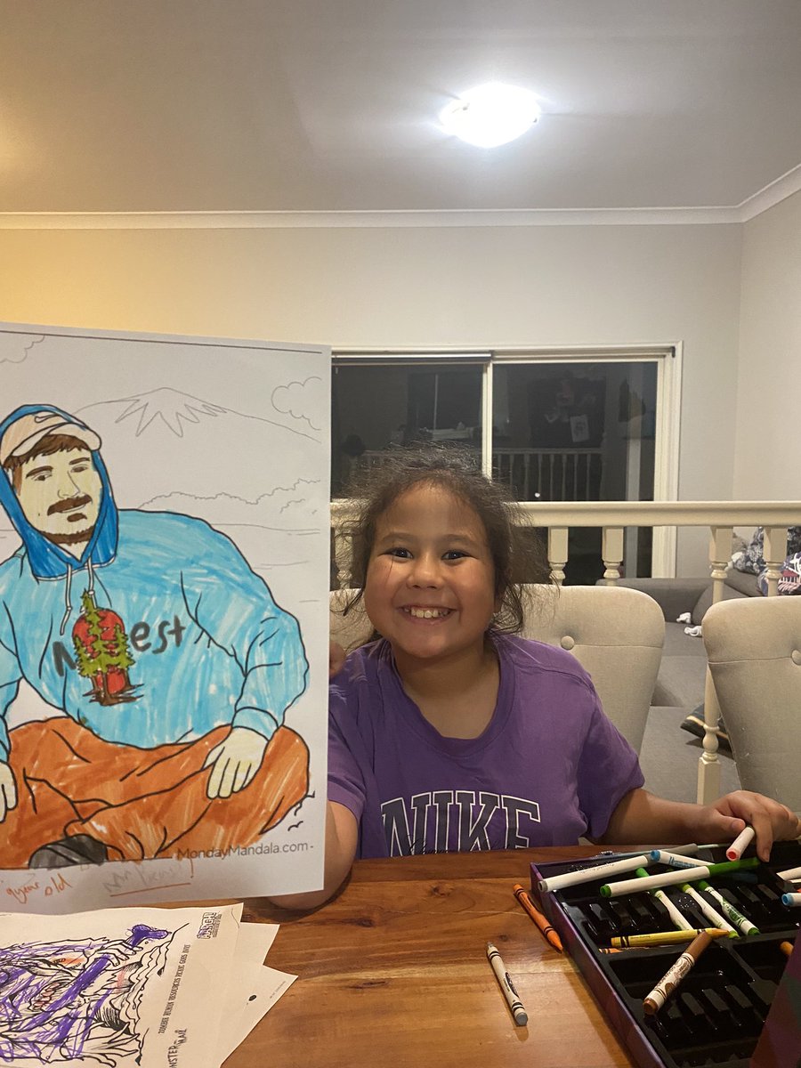 crypto_dave82's tweet photo. @MrBeast My daughter coloured you in. She really loves you and thinks your her hero. Thanks for always being there for her. Her names Aria. Cheers https://t.co/uYJSqo669j