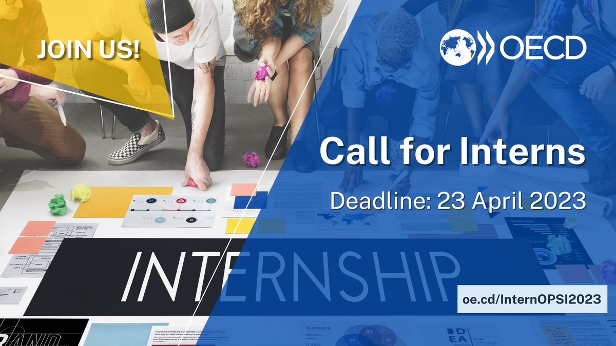 Join us! 📢#OECD OPSI is looking for #interns to join our team for 6 months, with interest in:

🧠#BehaviouralInsights
🔭#StrategicForesight &amp; anticipatory governance
🎯#Mission-oriented innovation
🧩Innovation management
… and more!

Apply by 23 April ⤵️
oe.cd/InternOPSI2023